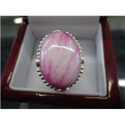 Rare Large oval Pink Labradorite Ring