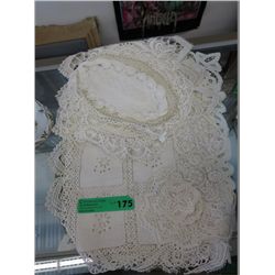 Vintage lace and/or  linen doily's & place mats