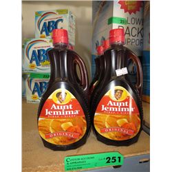 6 bottles of Aunt Jemima syrup