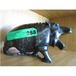 Carved stone hippo. 9" x 5" x 3"