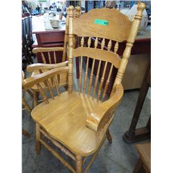 Oak Carver chair, stretcher base