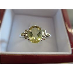 Ladies lemon topaz & diamond ring