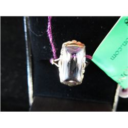 Antique emerald cut amethyst 10K gold ring