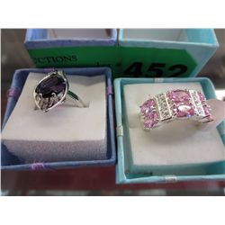 2 rings with crystal stones