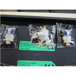 3 rhinestone brooches