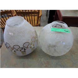 Two vintage glass light shades