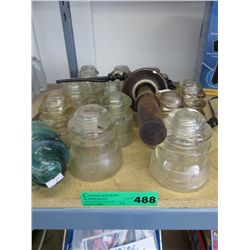 16 vintage glass & ceramic insulators