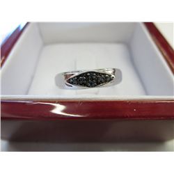 Rare blue diamond silver band ring