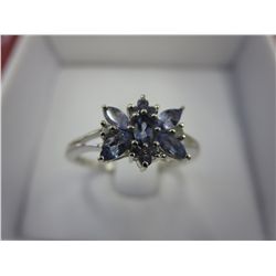 Tanzanite & diamond cluster ring