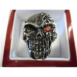 Man's biker stainless steel skull ring