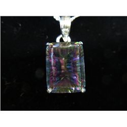 Emerald cut mystic topaz 10 carat necklace