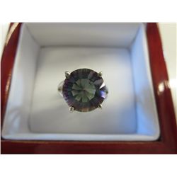Round cut mystic topaz .925 silver ring.