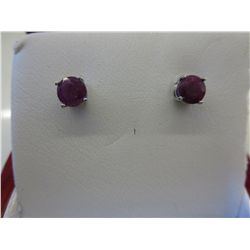 4 claw Sterling & genuine ruby stud earrings