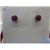 Image 1 : 4 claw Sterling & genuine ruby stud earrings