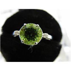 Peridot & Diamond ring set in .925 silver