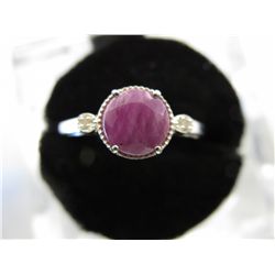 Ruby & diamond ring set in .925 silver.