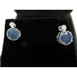 Genuine sapphire & diamond stud earrings - new