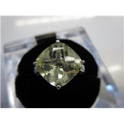 Large 6.01 carat yellow topaz & .06 diamond ring