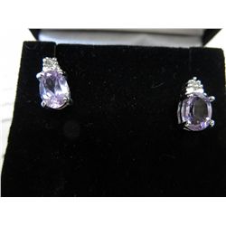 Brand new amethyst & diamond drop earrings