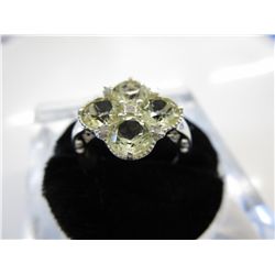 Yellow topaz cluster ring set with 5 diamonds