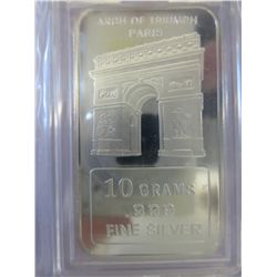 Arch of Triumph-Paris .999 silver art bar.