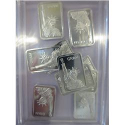 10x .999 solid silver US liberty bars