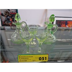 Green depression glass, five pieces