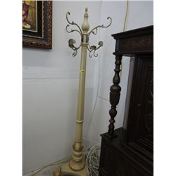 Hat and coat rack - wood and brass