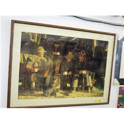 Large framed picture of cowboys (John Wayne?)