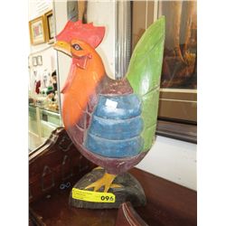 Carved wooden rooster 16" x 8" x 4"