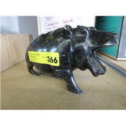 Carved stone hippo 9" long, 5" tall