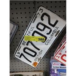 Pair of 1973 British Columbia License plates