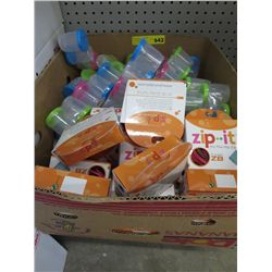 Case of small storage containers & Zip It bags