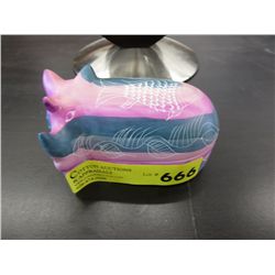 Carved soapstone lidded rhino dish 5" x 3" x 3"
