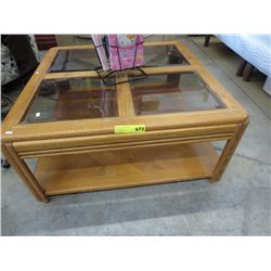 Vintage '80's table with smoked glass inserts.