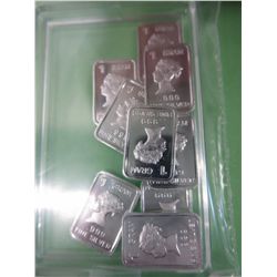 10 x .999 silver queen Elizabeth bars