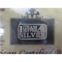 5x .999 silver 2014 certified silver bars