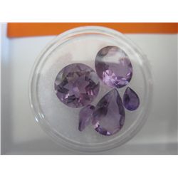 Collection of 5 cut amethyst gemstones