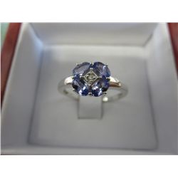 Sterling silver diamond & tanzanite gemstone ring