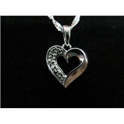 Sterling silver diamond heart necklace