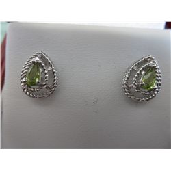 Sterling silver diamond & Peridot earrings - new
