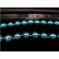 South sea shell pearl, hand tied, blue necklace
