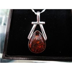 Sterling silver Baltic amber custom made necklace