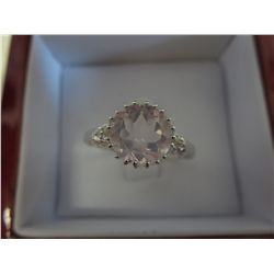Pink quartz 3. carat dinner ring