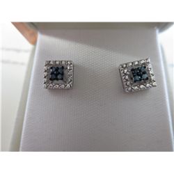 New blue diamond sterling silver earrings