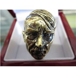 Solid bronze Adolph Hitler head ring