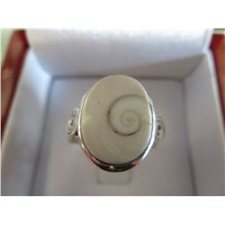 Sterling silver Shiva eye pearl ring