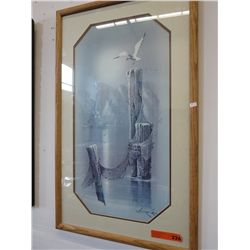 Framed painting of a harbor scene