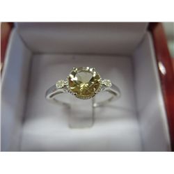 Citrine gemstone & diamond estate ring