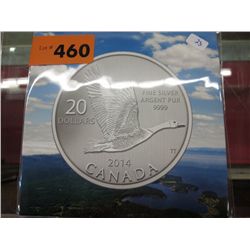 2014 .999 silver swan $20 coin & certificate